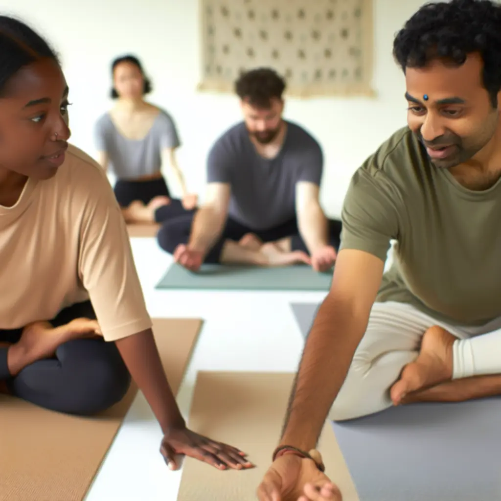 Osoba początkująca ćwicząca jogę na macie w spokojnym wnętrzu