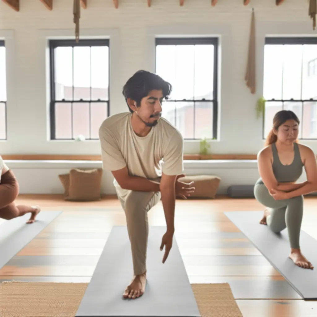 Osoby ćwiczące spokojną jogę w jasnym studio