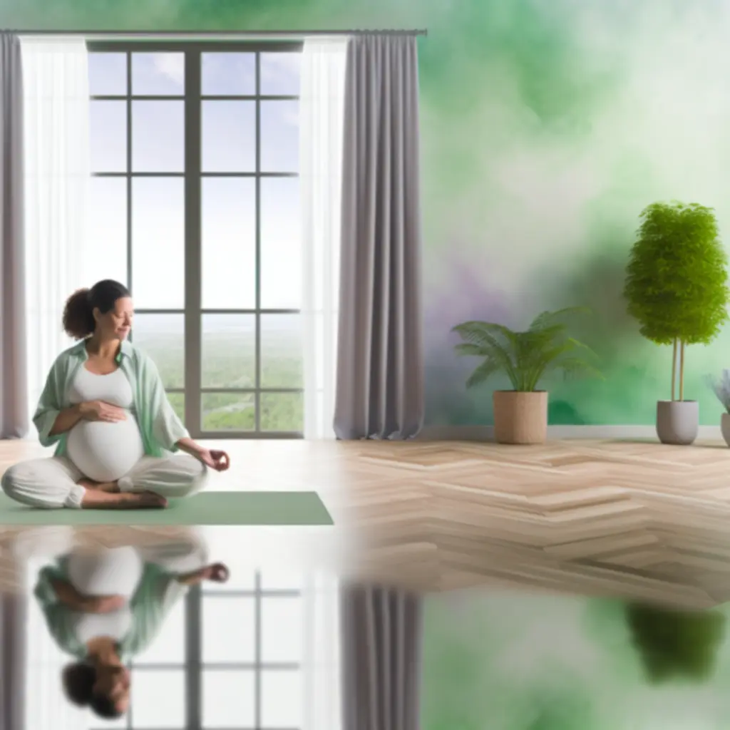 Przyszła mama wykonująca łagodną pozycję jogi w spokojnej przestrzeni