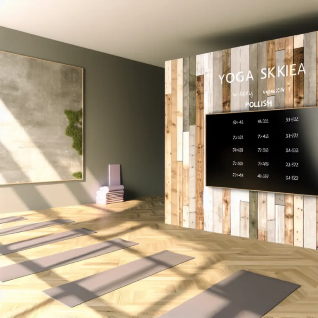 Tablica z harmonogramem zajęć jogi